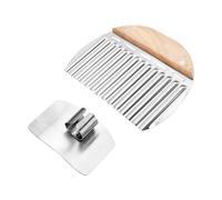 ZBHDEYG 1 cuchillo ondulado con mango de madera, 1 protector para dedos, cortador de patatas, cuchillo ondulado para frutas y verduras, cortador de manzanas plegable, cortador de patatas fritas
