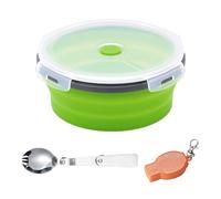 ZBHDEYG 1 Cuenco Plegable De 1200 Ml, 1 Cuchara Y Tenedor Con Caja De Almacenamiento, Cuenco De Silicona, Cuenco Para Acampar Y Juego De Cubiertos, Cuenco Plegable Para Acampar