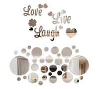 ZBHDEYG 1 juego de 32 pegatinas de pared de espejo, 1 juego de pegatinas de espejo con letras de flores, para pegar en el espejo en la pared, azulejos de baño