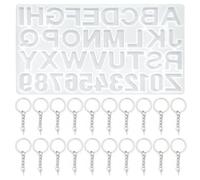 ZBHDEYG 1 molde de silicona de resina epoxi, 20 llaveros, molde alfanumérico de silicona, molde de yeso, molde para manualidades