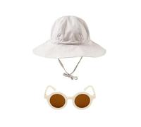 ZBHDEYG 1 sombrero de sol con 1 gafas de sol beige, transpirable, de secado rápido, para niños, ajustable, para exteriores