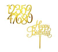 ZBHDEYG 10 adornos de números de cumpleaños, 1 pieza de decoración de tartas con combinación de números, decoración de tartas para bodas y cumpleaños