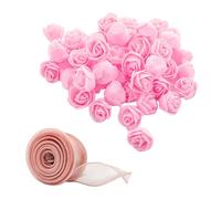 ZBHDEYG 100 rosas artificiales y 1 pieza de gasa para tartas de poliestireno, flores artificiales, accesorios de boda, flores para manualidades, decoración de rosas
