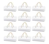 ZBHDEYG 12 Cajas Transparentes para Tartas Con Cuerda Dorada y Hojas de Papel - Caja de Almuerzo, Galletas y Envolver Pasteles