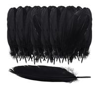 ZBHDEYG 150 plumas negras, decoración de bricolaje, manualidades de plumas, plumas naturales, decoración de plumas, se pueden utilizar para ropa, sombreros y decoración de muebles