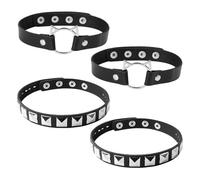ZBHDEYG 2 Collares Punk Cuadrados, 2 Collares De Cabeza De Gato Punk, Collares Con Remaches De Cuero, Collares Con Tachuelas Punk De Cuero, Collares A Juego Con Ropa