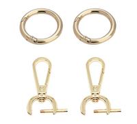 ZBHDEYG 2 mosquetones redondos, 2 hebillas de metal para bolsas, mosquetones de anillo, clips de resorte, llaveros, cierres de mosquetón, accesorios de mochila, dorado, Talla única