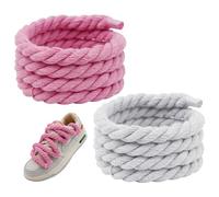 ZBHDEYG 2 Pares de Cordones Gruesos para Deportes y Bricolaje - Accesorios para Zapatos de Entrenamiento (Blanco, Rosa)