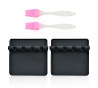 ZBHDEYG 2 Soportes para Cucharas y Utensilios de Cocina, 2 Pinceles de Aceite, Soporte de Silicona para Espátulas