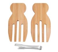 ZBHDEYG 2 tenedores de ensalada de madera, 1 clip, tenedor para ensalada, pinzas para ensaladas de madera, utensilios de cocina