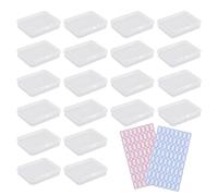 ZBHDEYG 20 Cajas Transparentes de Almacenamiento Mini con Tapa y 128 Pegatinas - Set de Exhibición para Patrones y Accesorios