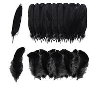 ZBHDEYG 200 plumas negras, adornos de plumas para manualidades, decoración de plumas, se pueden utilizar para hacer accesorios de ropa, sombreros y decoraciones de fiesta, etc.