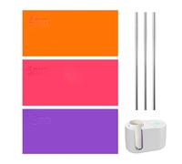 ZBHDEYG 3 cubiertas de silicona para platos, 3 pajitas de acero inoxidable, posavasos térmicos, almohadillas de silicona para sublimación, tapas de platos de tazas, posavasos de prensa de tazas