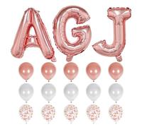 ZBHDEYG 3 Globos de Letras Oro Rosa + 15 Globos Redondos Multicolor + Accesorios, Decoración para Despedidas de Soltero, Unisex, Talla Única