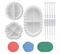 ZBHDEYG 3 Moldes de Silicona, 5 Cuentagotas, 5 Cucharas Agitadoras, Portavelas, Molde Para Posavasos Epoxi y Fundición