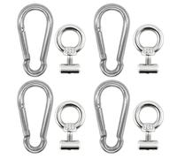 ZBHDEYG 4 Anillos De Riel para Caravana, 4 Mosquetones, Accesorios para Rieles para Toldos De Camping, Topes De Rieles para Casas De Acero Inoxidable, Rieles para Cortinas para Autocaravanas,