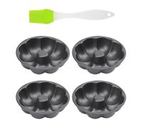 ZBHDEYG 4 moldes pequeños para tartas, 1 cepillo de aceite pequeño, molde pequeño para tartas, mini molde redondo para hornear, molde pequeño redondo para cupcakes, mini molde para magdalenas