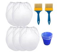 ZBHDEYG 5 bolsas de filtro, 2 pinceles, bolsas elásticas para filtro bucal, bolsas de escoria de malla fina, pintura, tinta, bolsas de filtro de color, bolsas de filtro industrial