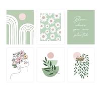 ZBHDEYG 6 piezas de pintura artística verde impresión de pared póster estético botánico verde salvia accesorios para dormitorio y sala de estar