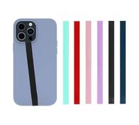 ZBHDEYG 6 unidades para teléfono móvil, cuerda de goma, correa para teléfono móvil, correa antirrobo, soporte para dedo del teléfono, negro, rojo, azul medianoche, verde menta, morado, rosa, 1,2*22 cm