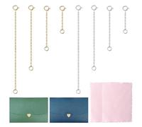 ZBHDEYG 8 Cadenas De Extensión, 2 Sobres Pequeños, 2 Paños De Limpieza, Cadenas De Extensión Ajustables, Cadenas De Cola De Joyería, Pulseras De Bricolaje, Accesorios De Joyería