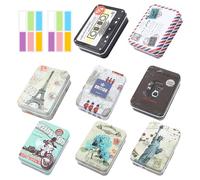 ZBHDEYG 8 cajas de metal con tapa, 2 pegatinas para etiquetas, caja de almacenamiento de metal, caja de jabón metálica, caja rectangular para latas