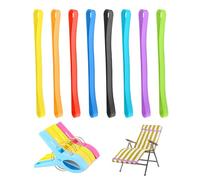 ZBHDEYG 8 correas de silicona y 4 pinzas de plástico, correas ajustables para toallas, toallero elástico, accesorios de baño de playa, accesorios de viaje, accesorios prácticos para la playa
