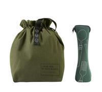 ZBHDEYG Bolsa de Transporte Verde Retro, Bolsa de Almacenamiento para Cubiertos y Almuerzo Aislada - Plegable con Cordón, Reutilizable