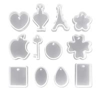 ZBHDEYG Juego de 12 moldes de resina epoxi, forma de gota de flor, molde para manualidades, collar, herramienta para moldear pendientes, colgante de resina y silicona