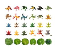 ZBHDEYG - Juego de 24 Ranas y 6 Hojas de Loto de Simulación, Mini Juguete de Baño para Animales, Decoración Flotante para Estanques