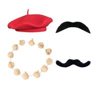 ZBHDEYG Juego de 4 piezas Taoísta de Ajo Artificial Boina Boina Autoadhesivo Barba Disfraz de Mascarilla para Halloween y fiestas de rol