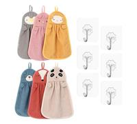 ZBHDEYG Juego de 6 pañuelos con diseño de animales, 6 ganchos, toallas de colores para niños e invitados, pequeñas toallas para la cara