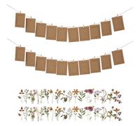 ZBHDEYG Marco de Fotos de Papel con 42 Piezas - 40 Pegatinas de Flores y Clip de Hilo para Colgar - Estilo Kraft