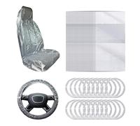 ZBHDEYG Paquete De 50 Protectores De Asiento De Coche con 10 Fundas para Volante De Coche, Funda para Asiento De Coche, Funda Antipolvo, Funda De Asiento Resistente a Las Manchas 140x80cm.