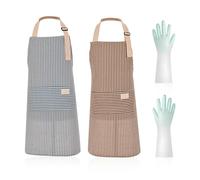 ZBHDEYG Set de 2 Delantales a Rayas Con Guante - Impermeable y Antimanchas, Ajustable Con Bolsillos, De Tiras Para Repostería, Mono Antiaceite De Cocina