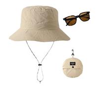 ZBHDEYG Sombrero de Sol para Hombre con Bolsa de Almacenamiento, Gafas de Sol, Protección UV, Deportivo al Aire Libre, Plegable, Caqui, S/M