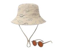 ZBHDEYG Sombrero para el sol infantil, gafas de sol, unisex niños, caqui, 3-4 años