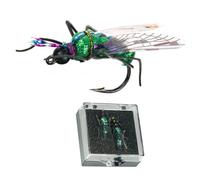 ZBIianxer 2 anzuelos de pesca con mosca, engranaje, cebo artificial, cebo de abejas con caja