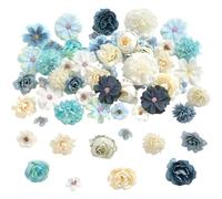 ZBIianxer 50 Piezas de Cabezas de Flores de Tela Floral Multicolor para Proyectos Creativos, Decoraciones de Bodas y Envoltorios y Envolturas de Regalos