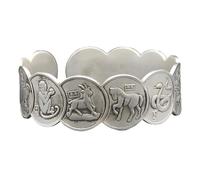 ZBIianxer Hermosa Pulsera del zodíaco chapada en Plata Hecha a Mano con símbolos de Animales Chinos Tradicionales, Ideal para Regalar, Pulsera con Signos de Animales