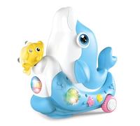 ZBIianxer Juguete musical iluminado con forma de delfín para pequeñas criaturas flotando en el aire, incluye 6 rimas infantiles y efectos LED vibrantes, juguete multidireccional móvil