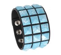 ZBIianxer Pulsera de piel sintética con remaches cuadrados, cierre ajustable, comodidad para el uso diario, joyería de moda, unisex, cadena de muñeca para mujer, Einheitsgröße, como se describe