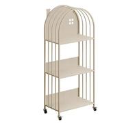 ZBJDX LibreríA PequeñA De Metal, EstanteríA para El Hogar con Estructura De Hierro, Estante De Almacenamiento De Varios Niveles, EstanteríA MóVil para Habitaciones Infantiles,Blanca,3 Tier