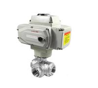 ZBJGBUIA Válvula de Bola motorizada Plataforma Alta 3 vías DN50, Acero Inoxidable Q911F-16P, Rosca Hembra, válvula eléctrica(110VAC_T Type)