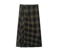 ZBJZUIMEI Falda Larga Mujer Midi Plisada A Cuadros Estilo Otoño para Mujer, Moda Informal, Versátil l