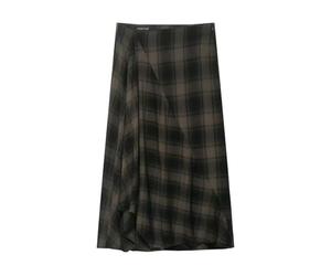 ZBJZUIMEI Falda Larga Mujer Midi Plisada A Cuadros Estilo Otoño para Mujer, Moda Informal, Versátil s