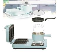 ZbOLi Máquina De Desayuno 4 En 1, Control De Tostado Ajustable, Plancha Antiadherente, Sándwich Multifuncional, Mini Horno para Tocino, Jamón, Salchicha, Patatas Fritas, Tortillas para Uso Doméstico