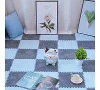 ZBORAVPIX baldosas de Piso de Espuma, Paquete de 10 Alfombrillas de Espuma entrelazadas de Felpa, Multicolor, 30 x 30 cm(Light Gray+Light Blue)