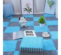 ZBORAVPIX baldosas de Piso de Espuma, Paquete de 10 Alfombrillas de Espuma entrelazadas de Felpa, Multicolor, 30 x 30 cm(Light Gray+Lake Blue)