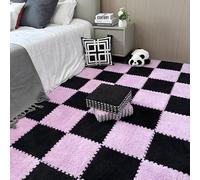 ZBORAVPIX baldosas de Piso de Espuma, Paquete de 10 Alfombrillas de Espuma entrelazadas, Multicolor, 30 x 30 cm(Black+Purple)